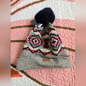 Pendleton Gray and Red Geometric Beanie